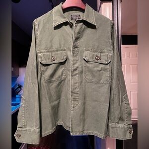 Imogene + Willie XL MEN’S Military Shirt Jacket Green Cotton Utility Overshirt